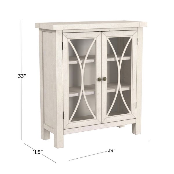 Hillsdale Bayside Wood 2 Door Console Cabinet， Antique White - 33H x 29W x 11.5D