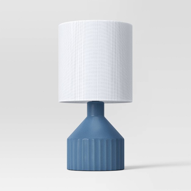 Ribbed Ceramic Mini Table Lamp Blue