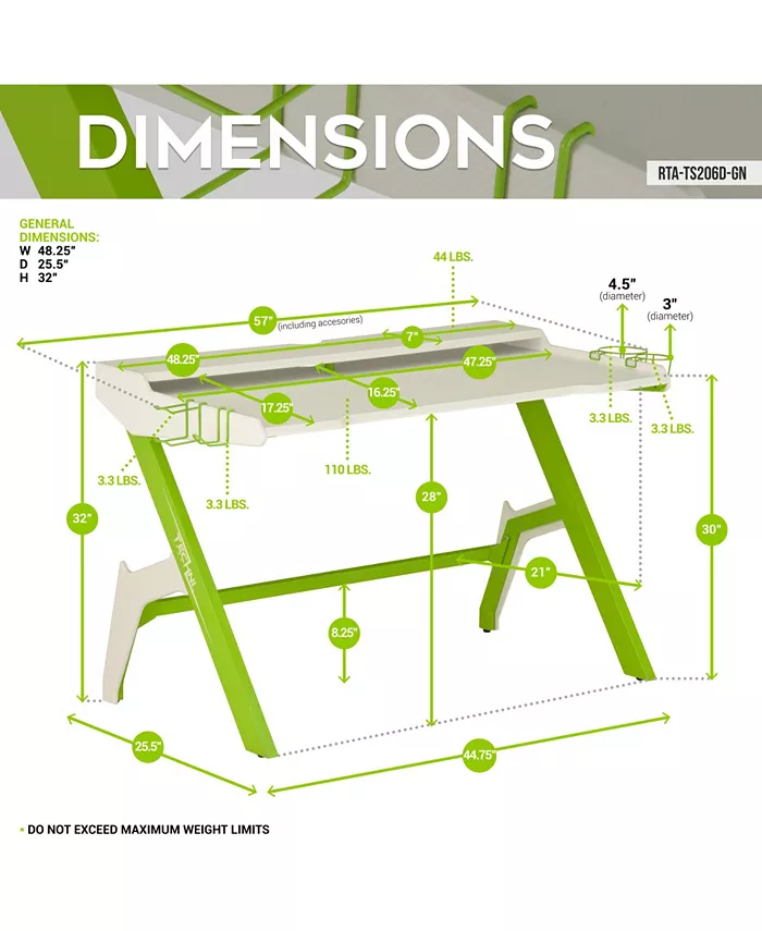 Techni Sport Ergonomic Computer Gaming Desk Workstation