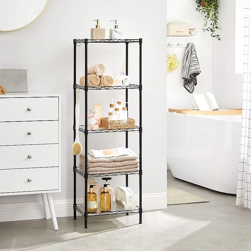 Black 5-Tier Height-Adjustable Kitchen Storage Shelf