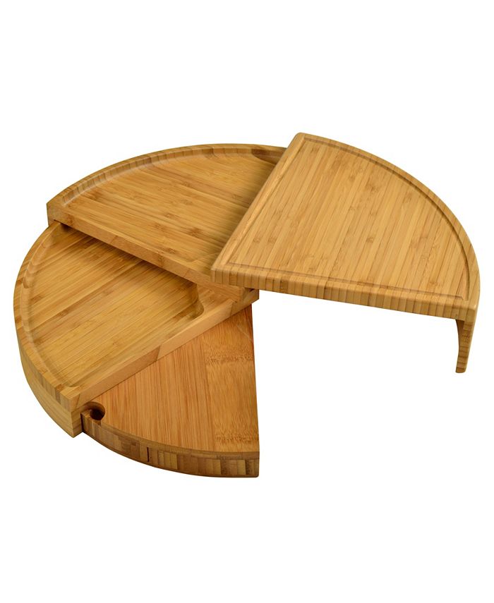 Picnic At Ascot Vienna Transforming Multilevel Bamboo Cheese Board Set with Tools