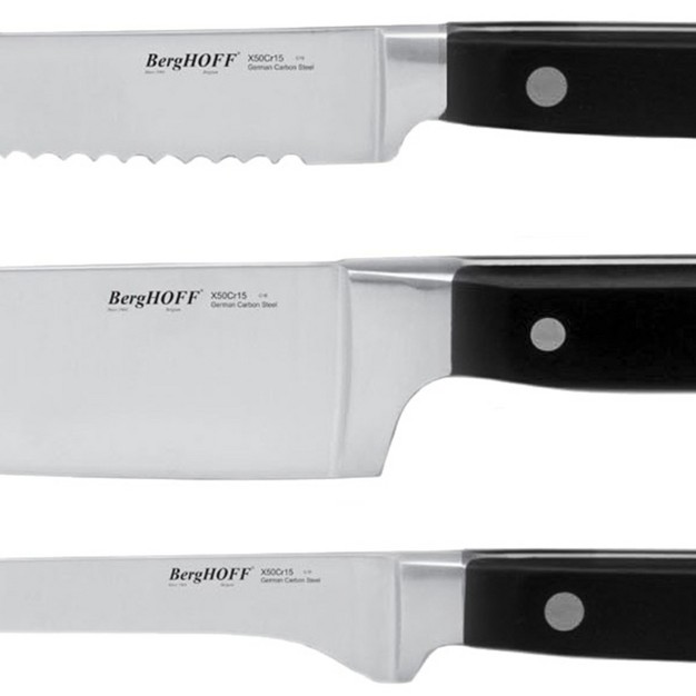 Berghoff Contempo 6pc German Steel Knife Set Wood Case 3 Stage Sharpener