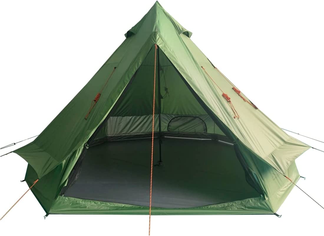 DANCHEL Outdoor B1 Waterproof Bell Tent 4-6 Person Camping, Portable Green Yurt Tent Family Camping Backpacking Travel