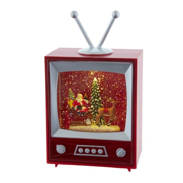 Kurt Adler 8.5Inch BatteryOperated Musical Water TV with Santa and Sleigh