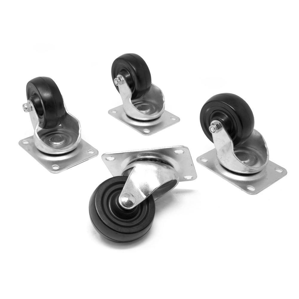 WEN 2.5 in. 175 lbs. Capacity Rubber Single-Bearing Swivel Plate Caster (4-Pack) CA2183W