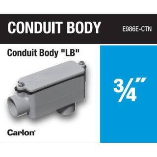 Carlon 34 in. Sch. 40 and 80 PVC Type-LB Conduit Body E986E-CTN