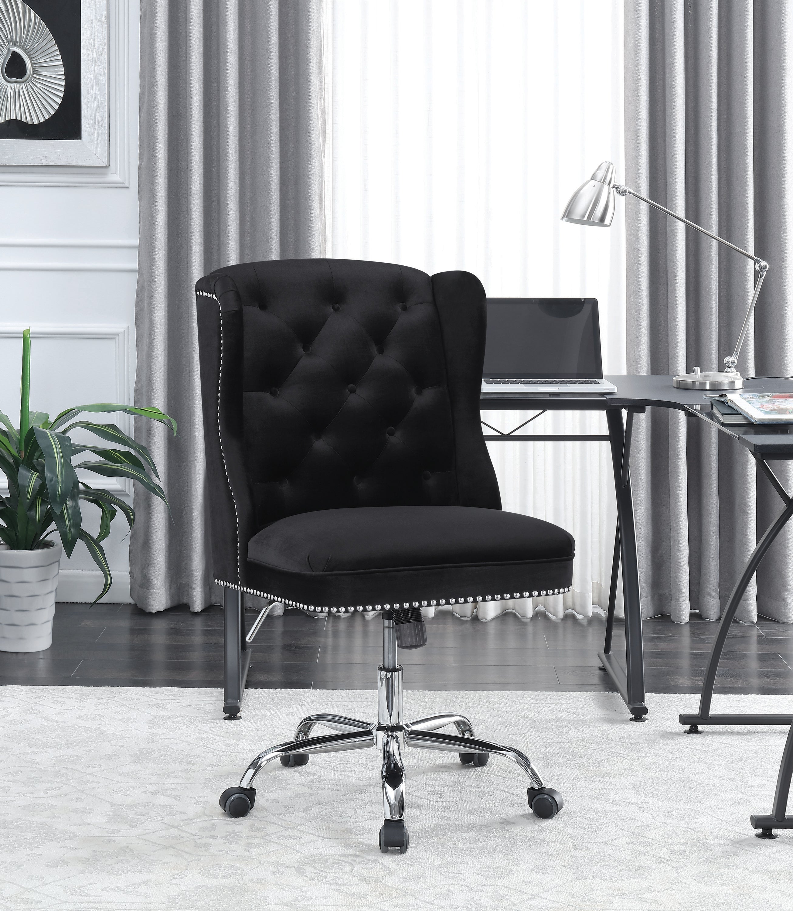 Julius Upholstered Tufted Office Chair Black And Chrome-801995