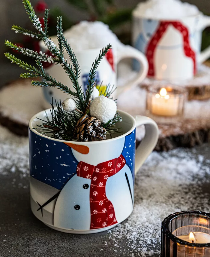 Over and Back Snowman and Santa Stackable Mugs Set of 4