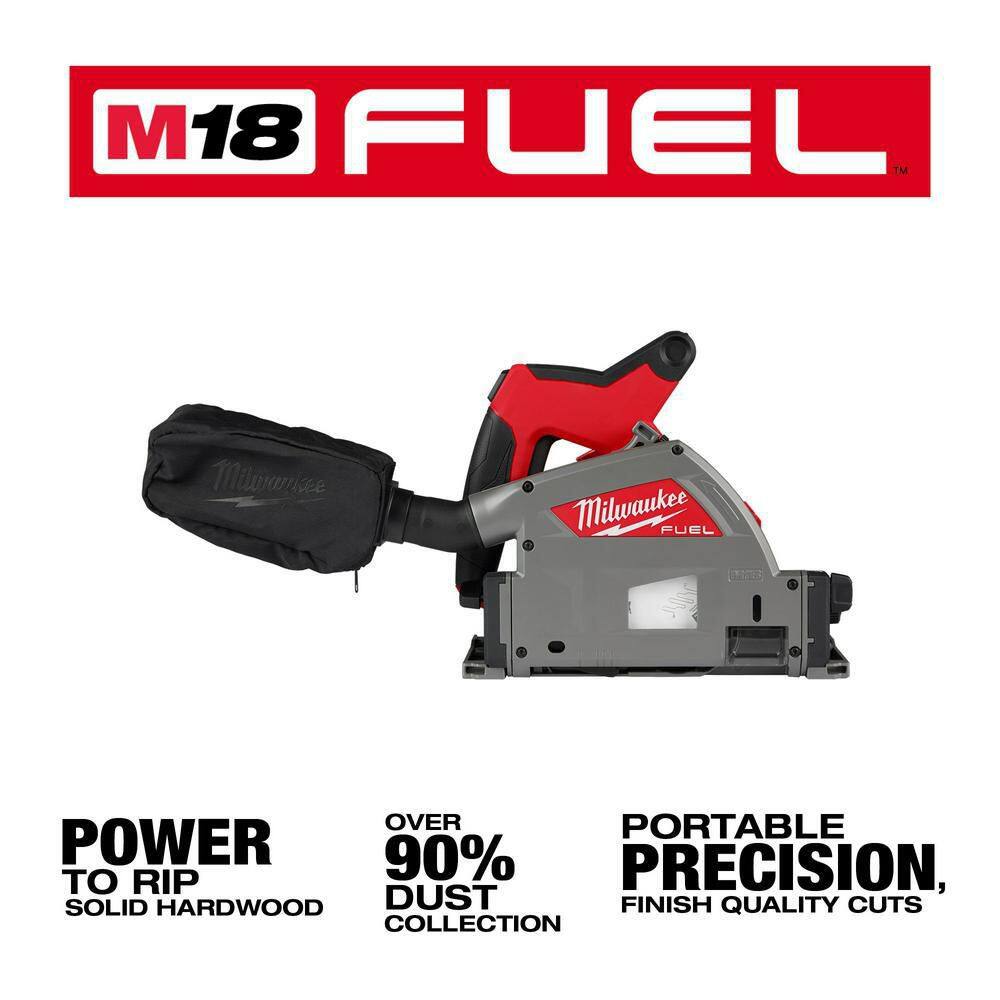 MW M18 FUEL 18-Volt Li-Ion Cordless Brushless 6-12 in. Plunge Cut Track Saw w55 in. Track Saw Guide RailTrack Connector 2831-20-48-08-0571-48-08-0574