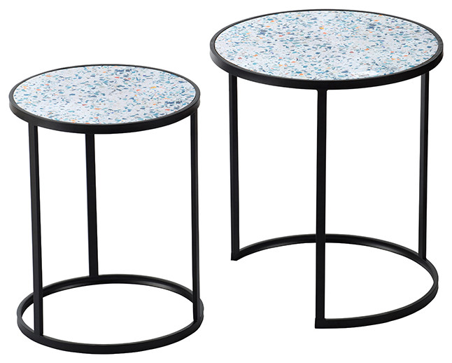 Rounded Metal Nesting Side Table Set Of 2   Transitional   Coffee Table Sets   by GwG Outlet  Houzz