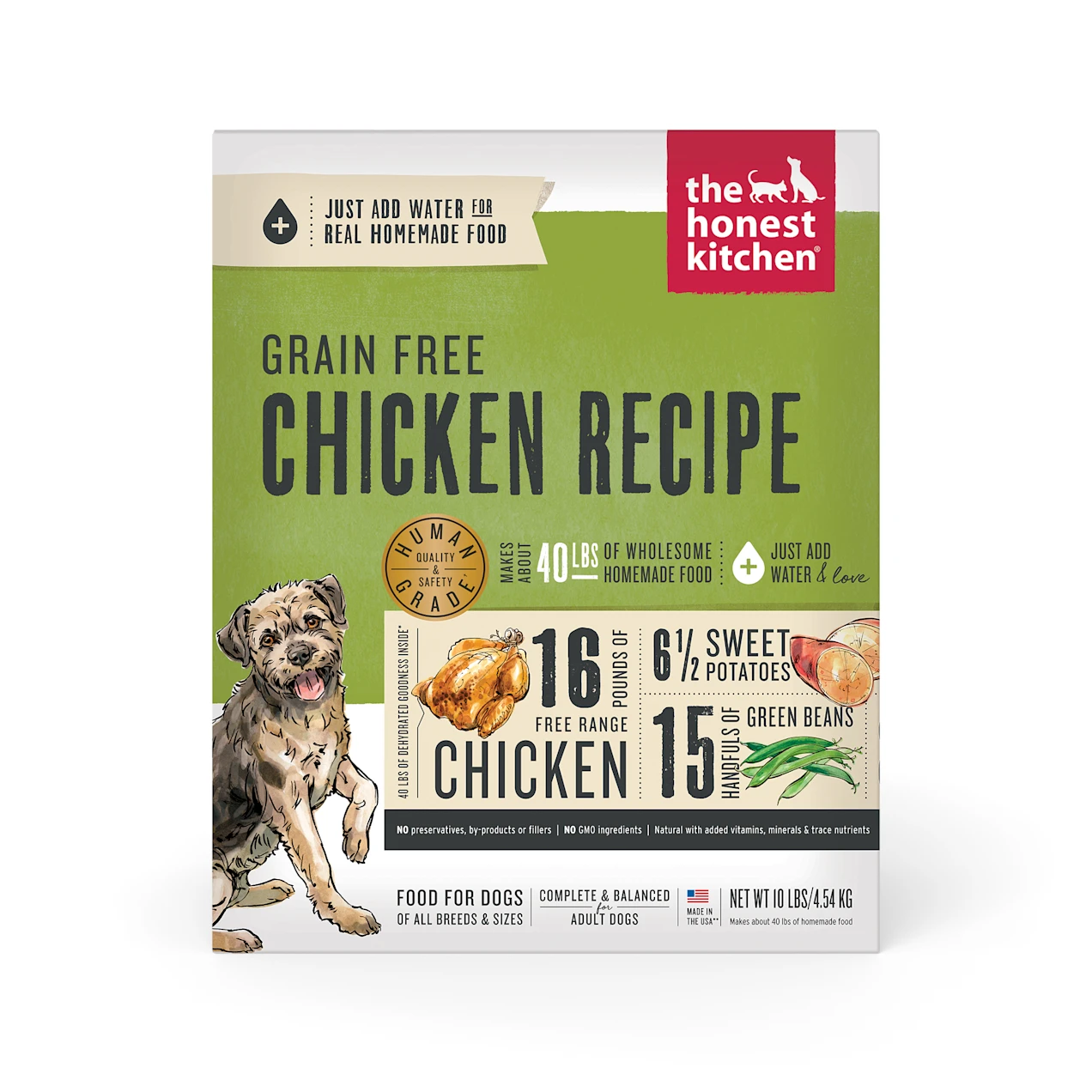 The Honest Kitchen Dehydrated Grain Free Chicken Recipe Dog Food， 10 lbs.