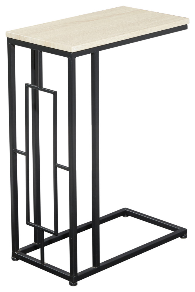 Black Iron and Wood Contemporary Accent Table  26x19x10   Transitional   Side Tables And End Tables   by Brimfield  ampMay  Houzz