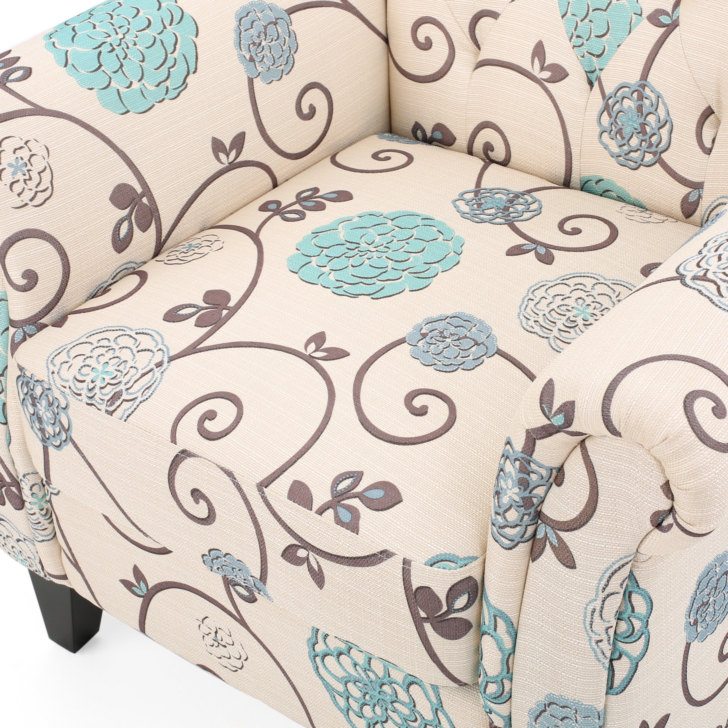 Solvang Floral Tufted Fabric Club Chair