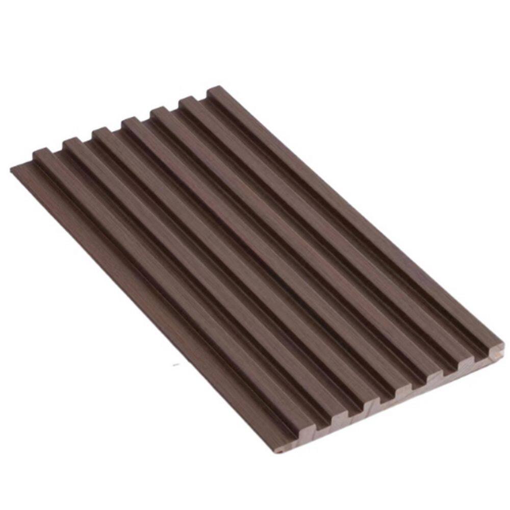 Ejoy 106 in. x 6 in x 0.5 in. Solid Wood Wall 7 Grid Cladding Siding Board in Driftwood Color (Set of 4-Piece) CladdingPanel_WC7G_013