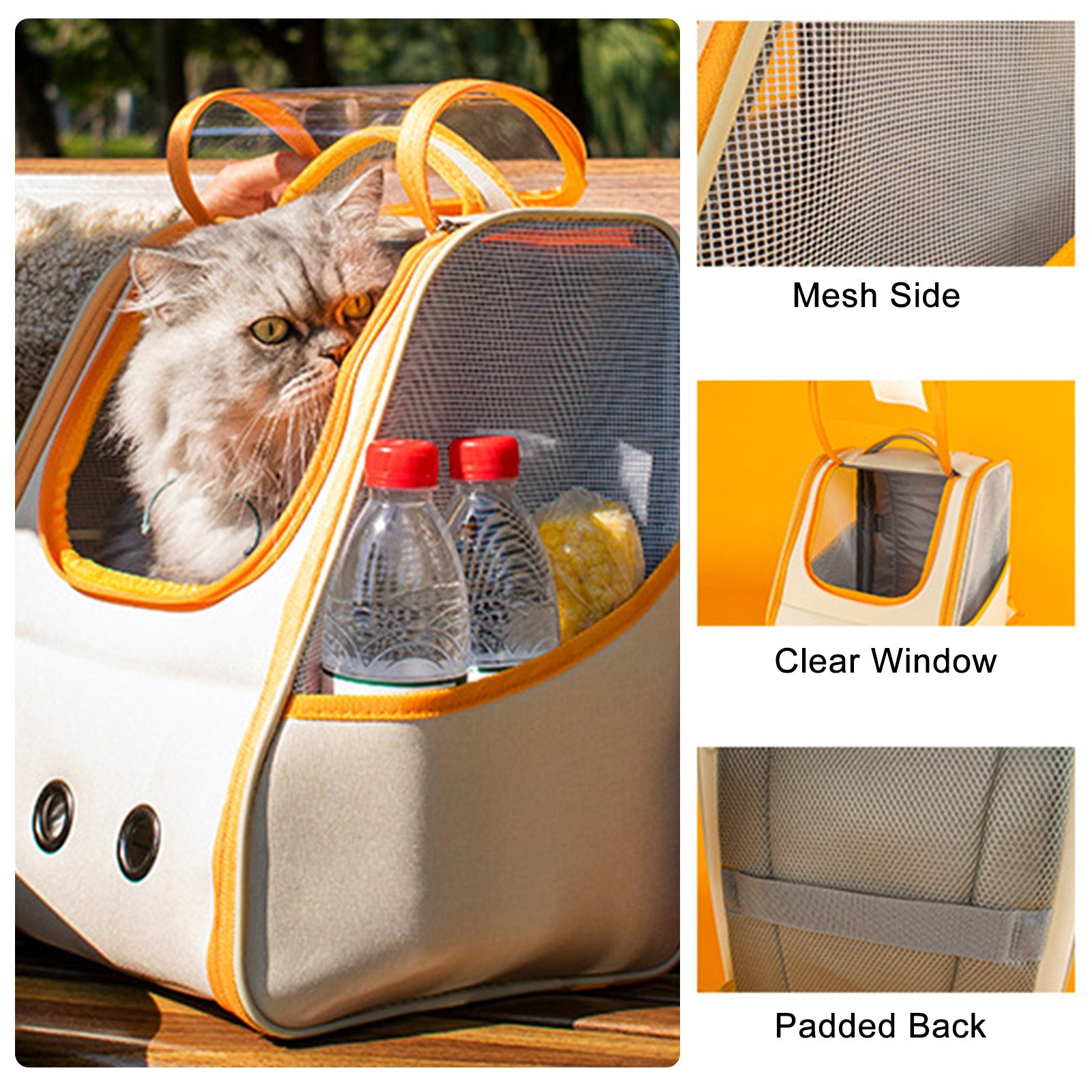 Anself Pet Backpack Carrier for Cats Transparent Window Breathable Mesh Pets Travel Bags