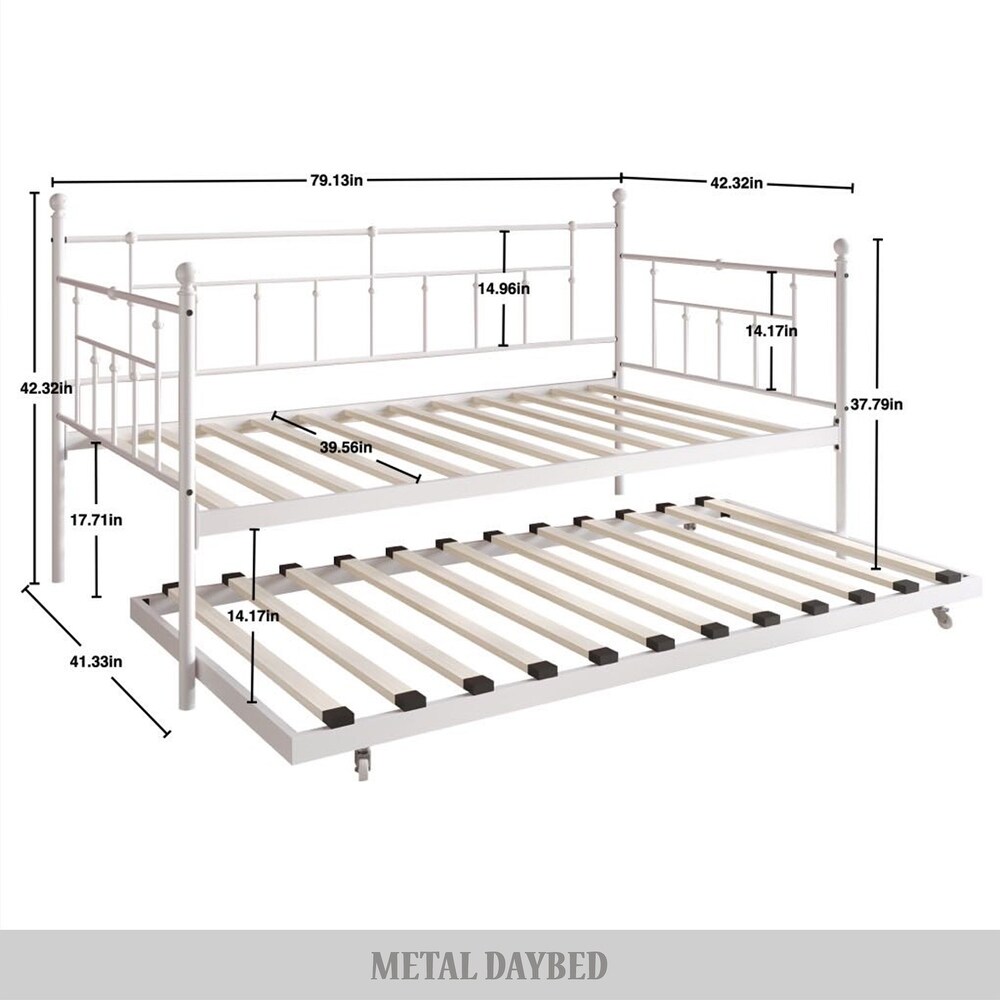 CraftPorch Classic Victorian Metal Twin Daybed with Trundle