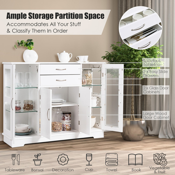 Costway 25607938 Buffet Storage Cabinet Console Cu...