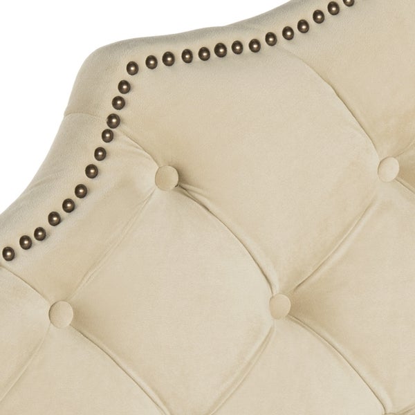 SAFAVIEH Arebelle Buckwheat Velvet Upholstered Tufted Headboard - Brass Nailhead (Queen) - - 11551735