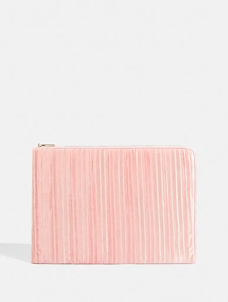 Pink Crinkle Velvet Laptop Case