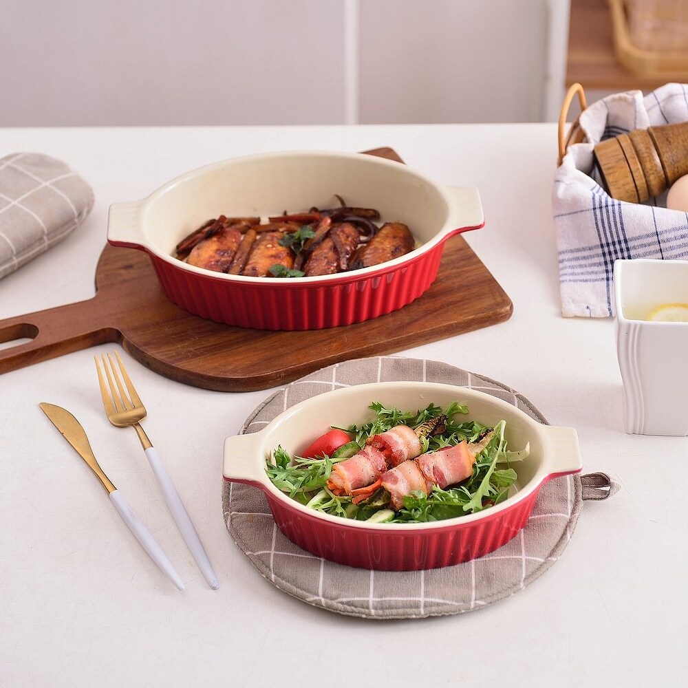 MALACASA  Series Bake.Bake  Ceramic Oval Baking Dish Bakeware Set