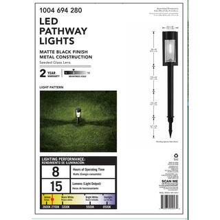 Hampton Bay Clermont Solar Black LED 15 Lumens Modern Bollard Path Light Set with Vintage Bulb (4-Pack) NXT-2366-V