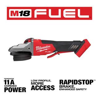 MW M18 FUEL 18-Volt Lithium-Ion Brushless Cordless 5 in. Flathead Braking Grinder with Paddle Switch No-Lock (2-Piece) 2886-20-2886-20