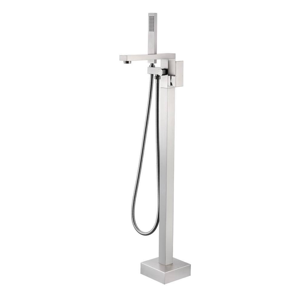 Nestfair Single-Handle Floor Mount Roman Tub Faucet with Hand Shower in Brushed Nickel SMD8007N