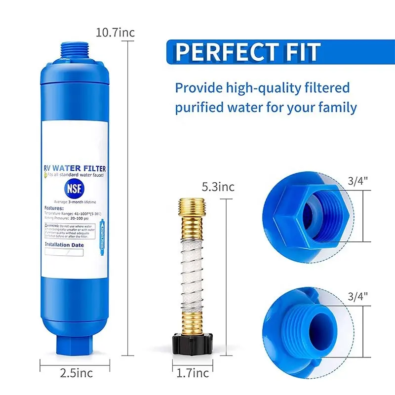 Filterwell KDF Carbon Car House Inline Portable RV Water Filter System For RV