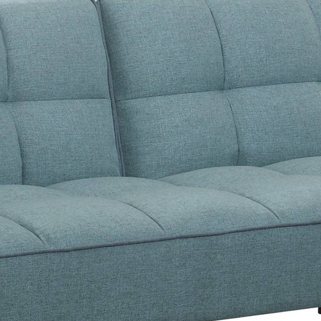 Tufted Stitching Fabric Sofa Bed With Splayed Legs Blue Benzara