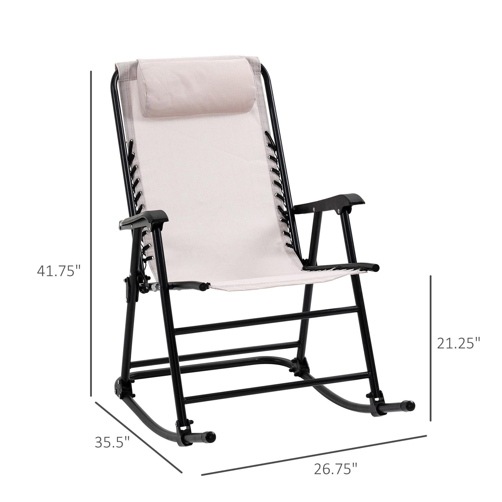 Outsunny Mesh Outdoor Patio 2 Steel Folding Rocking Chair Set Porch Lawn Furniture White, Off-White, Black, Multi-color