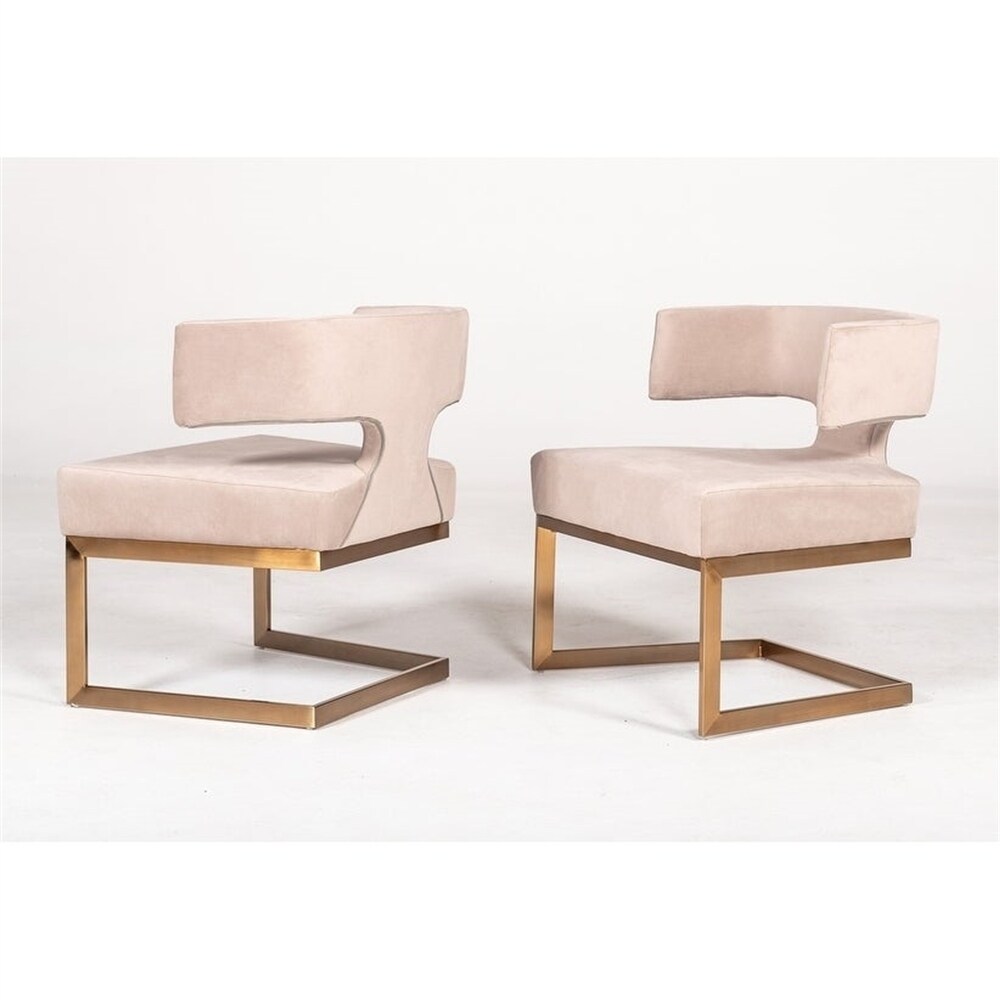 Modern Off White Velvet   Brass Dining Chair