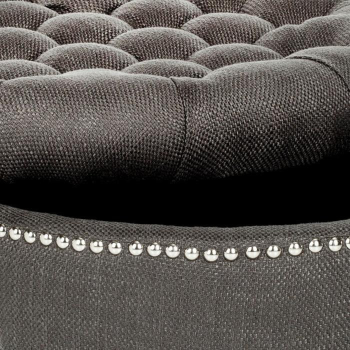 Sadie Ottoman Silver Nail Heads Charcoal   Rustic   Footstools And Ottomans   by Virgil Stanis Design  Houzz