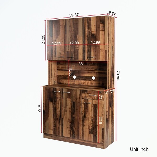 Wardrobe with 6-Doors， 1-Open Shelves and 1-Drawer - - 37065678