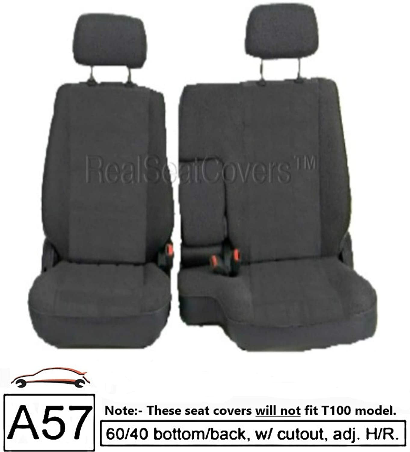 RealSeatCovers made to fit for 1985 - 1995 Toyota Pickup 60/40 Split Bench Seat Cover Adj Headrest Armrest Access (Charcoal)