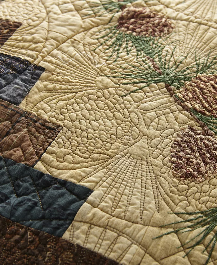 American Heritage Textiles Cabin Raising Pine Cone Cotton Quilt Collection