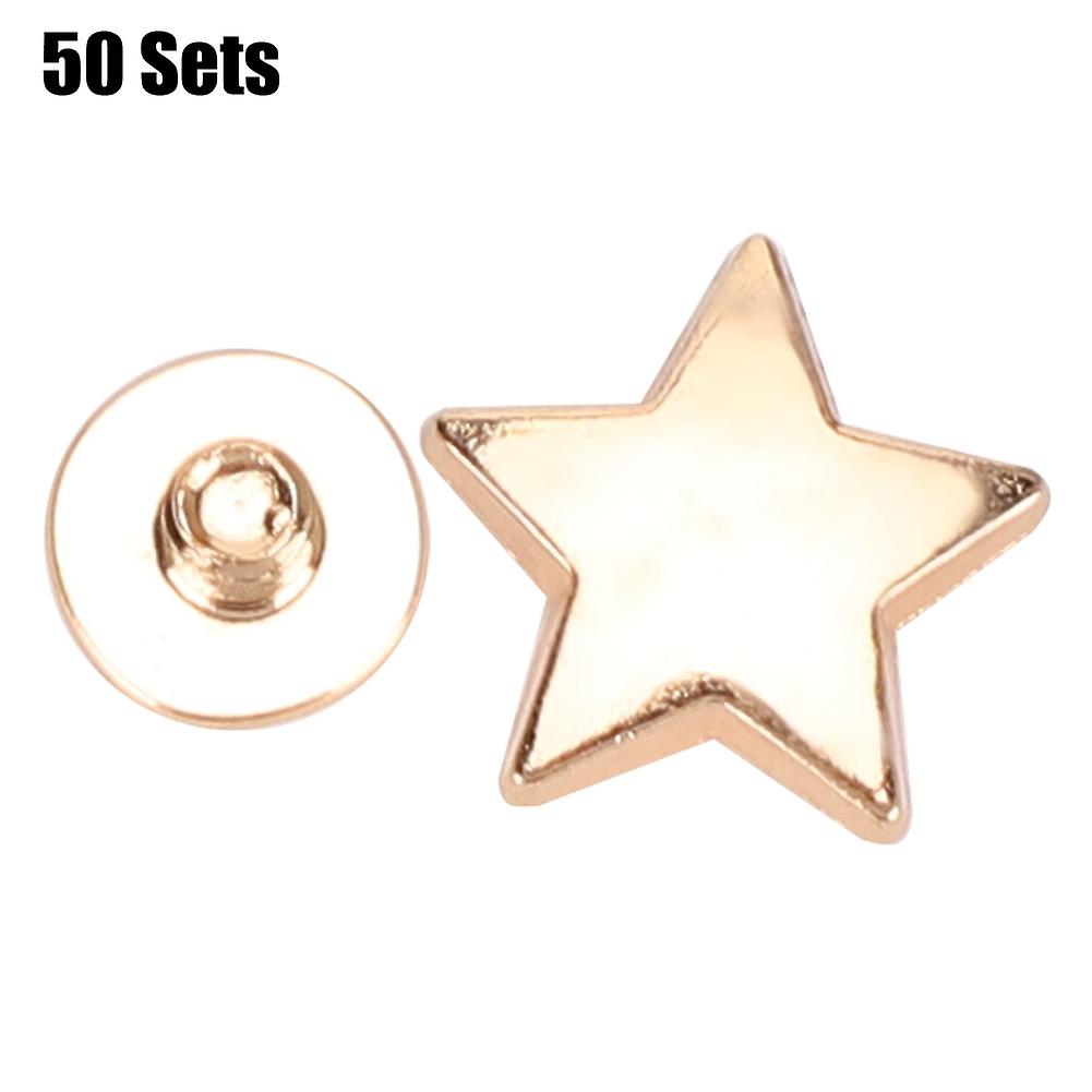 50 Sets Star Shape Rivet 12mm Flat Screw Clothes Accessory Antiand#8209;corrosion Zinc Alloy(gold )