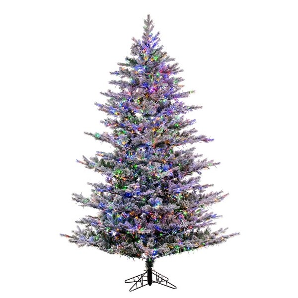 Vickerman 7.5' x 60 Flocked Kiana Artificial Christmas Tree，3mm LED Color Changing Lights