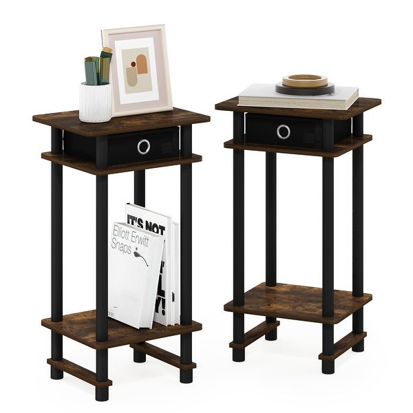 Furinno Turn-N-Tube Tall End Table with Bin