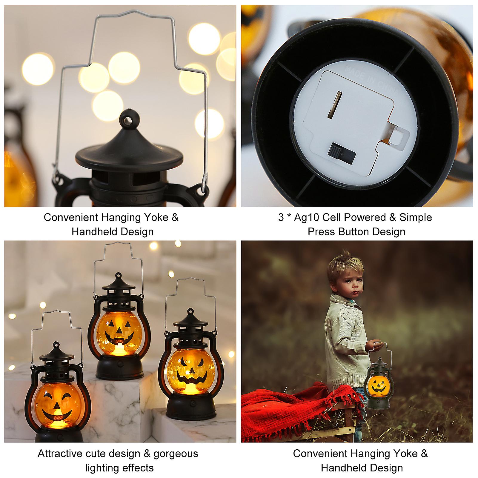 Leds P-umpkin Design Night Light Beside Lamp Handheld Cell Powered Operated Warm White For Halloween Festival Home Party Decoration Deco Theme Restaur