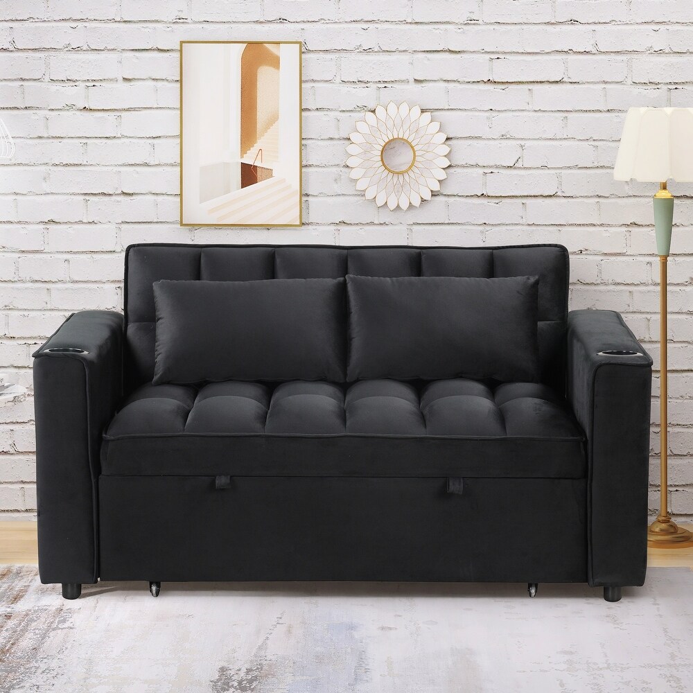 Multi Functional Convertible Sofa Bed  Loveseat w/Pull Out Sleeper Bed