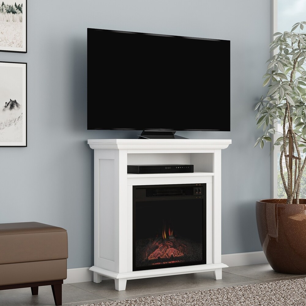 Copper Grove Siavonga Electric Fireplace TV Stand with Faux Logs and LED Flames   27 x 12.4 x 29   27 x 12.4 x 29