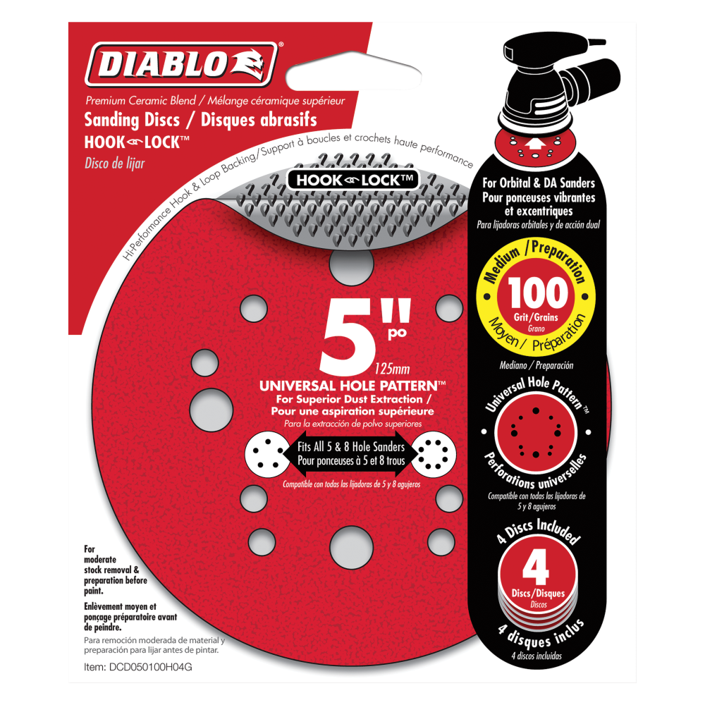 Diablo Tools 5 100 Grit (Medium)  ROS Hook and Lock Discs (4-Pack)