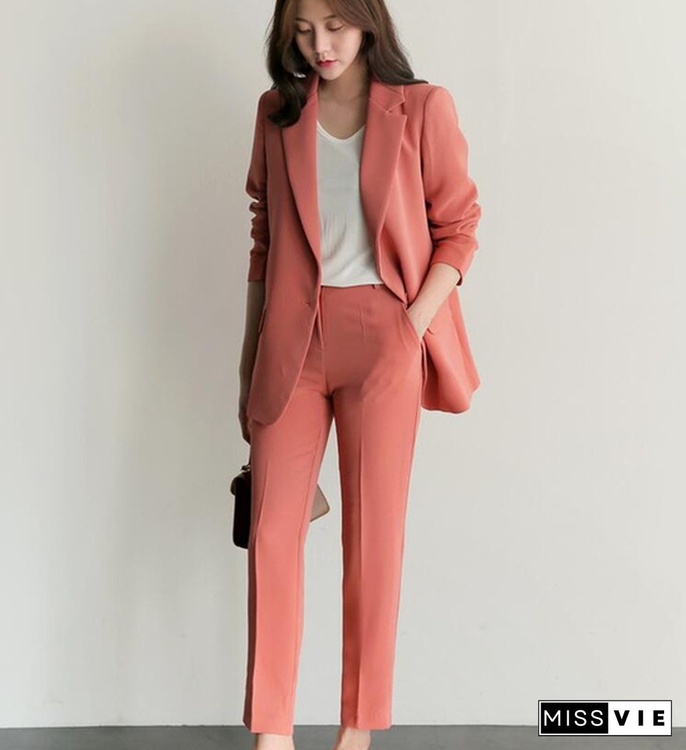 New Professional Business Work Suits With 2 Piece Jackets + Pants For Ladies Office Blazers Outfits Female Trousers Sets