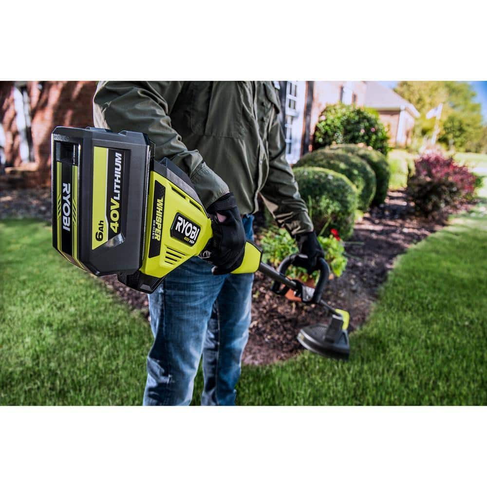 RYOBI 40V HP Brushless Whisper Series 17 in. Cordless Battery Carbon Fiber Shaft String Trimmer w/ 6.0 Ah Battery & Charger RY402110