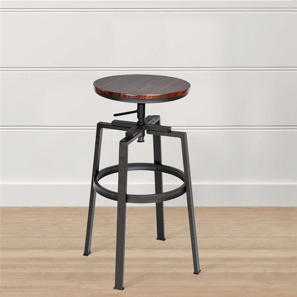 Carbon Loft Swivel Wood Adjustable Height Bar Stools (Set of 2)