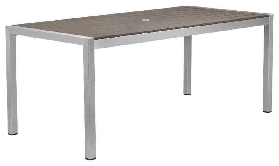 Fifi 71 Inch Outdoor Dining Table Polyresin Top Silver Aluminum Frame   Contemporary   Outdoor Dining Tables   by Homesquare  Houzz