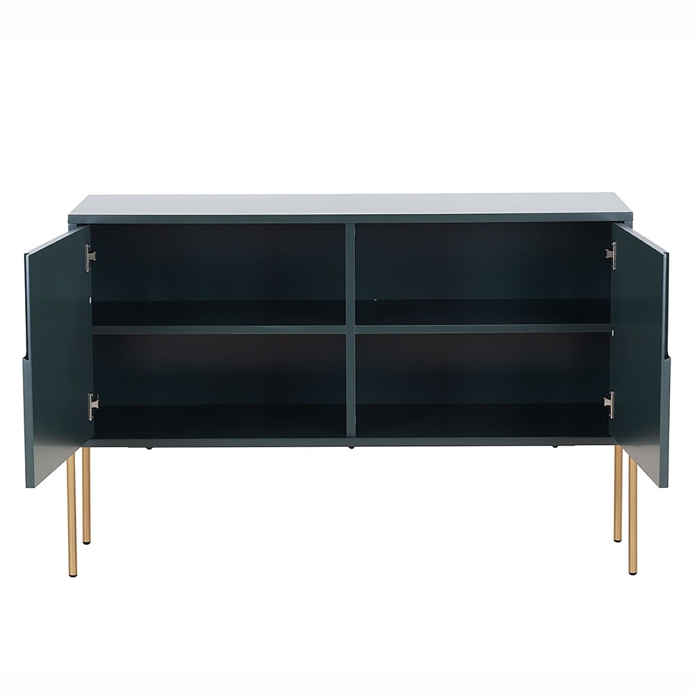 48 inch Wood Sideboard in Matte Green with Interior Shelves