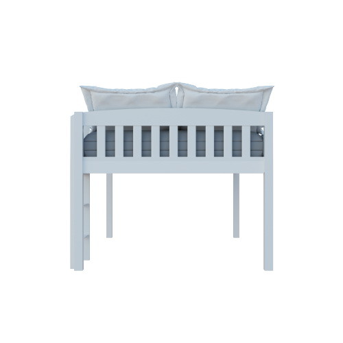 Yes4wood Elbrus White Low Loft Bed with Storage  S...