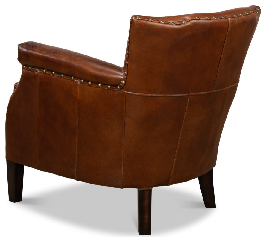 Topeka Leather Club Chair   Transitional   Side Tables And End Tables   by Sideboards and Things  Houzz