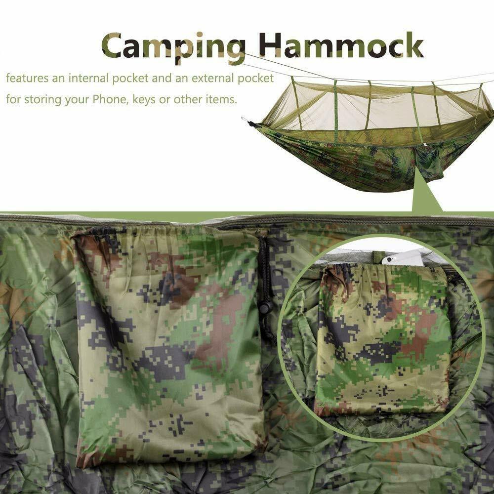 "Kepeak Single & Double Camping Hammock with Mosquito/Bug Net, Hammock Tree Straps and Carabiners, Easy Assembly, Portable Parachute Nylon Hammock for Camping, Backpacking, Survival, Travel & More"